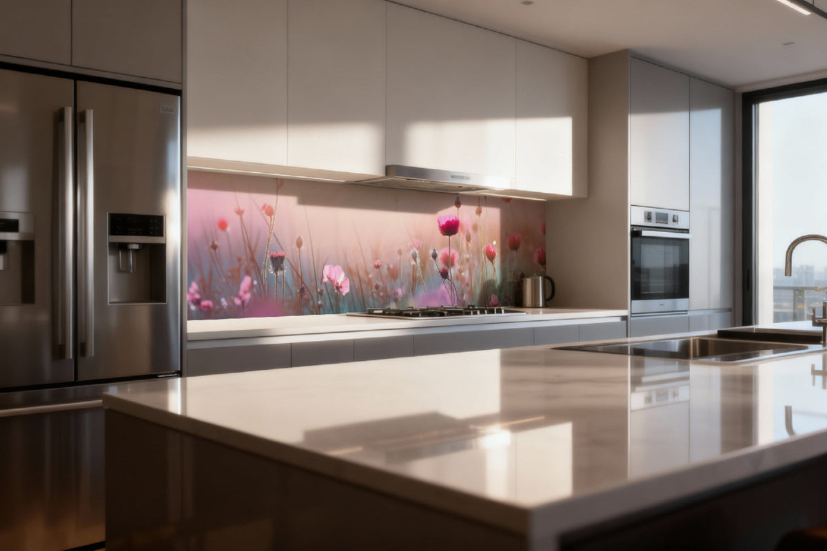 Küchenrückwand Pastellfarben Blumenfeld
