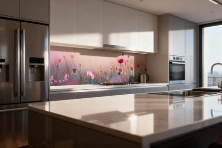 Küchenrückwand Pastellfarben Blumenfeld
