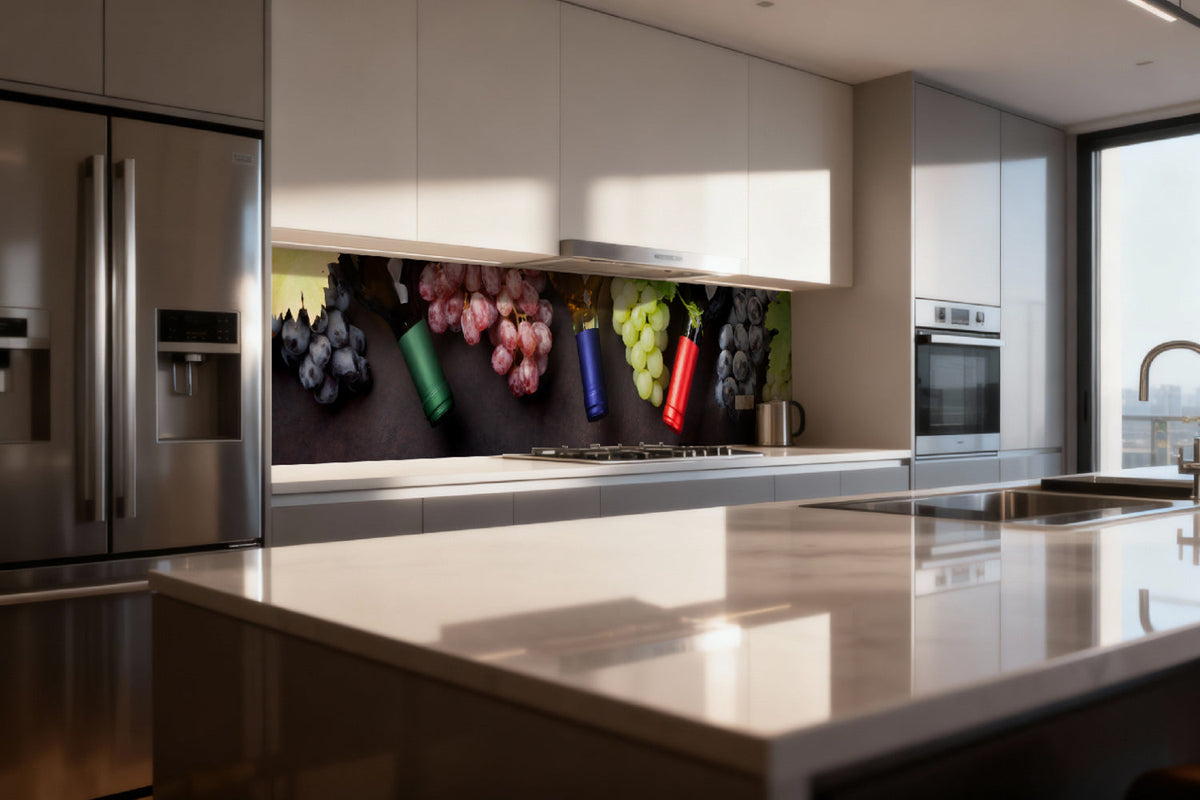 Küchenrückwand Wein und Trauben