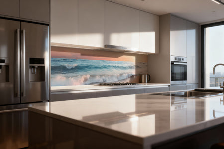 Küchenrückwand Meereswellen im Sonnenuntergang