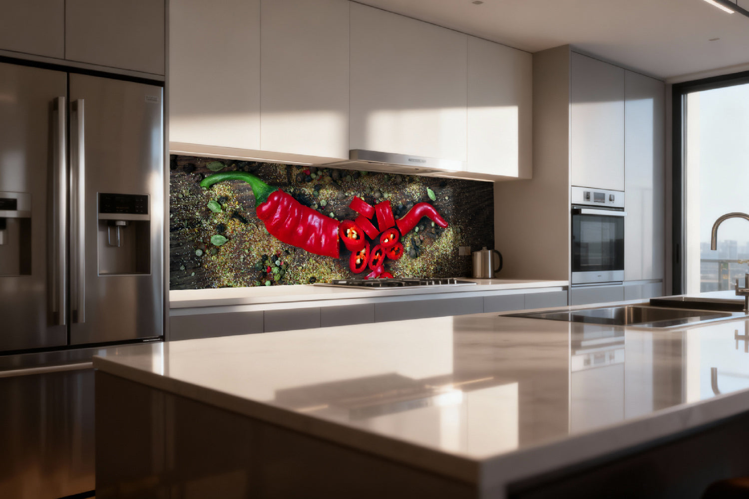 Küchenrückwand Chili und Gewürze