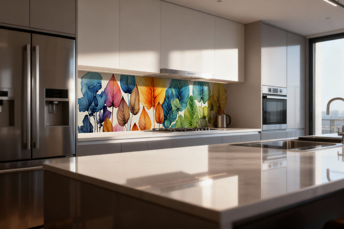 Küchenrückwand Bunte Blätter Aquarell