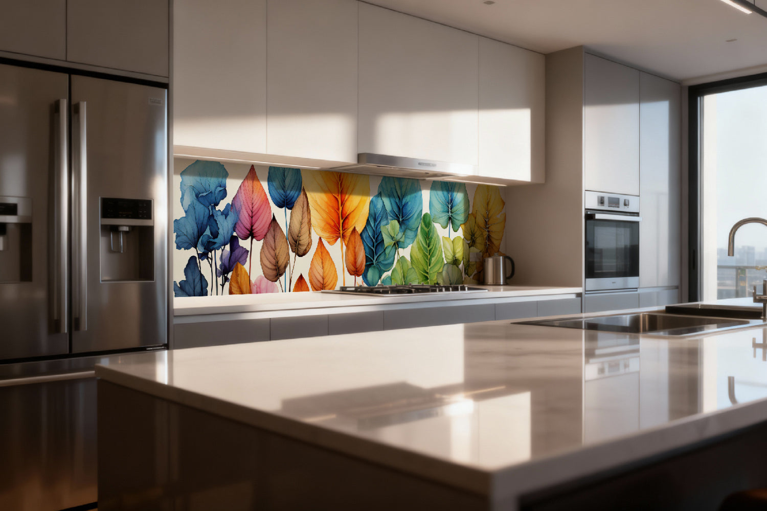 Küchenrückwand Bunte Blätter Aquarell