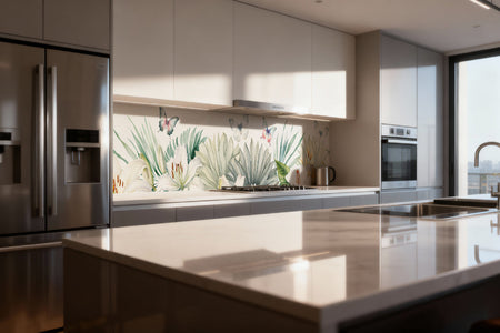 Küchenrückwand Schmetterlinge und Blumen