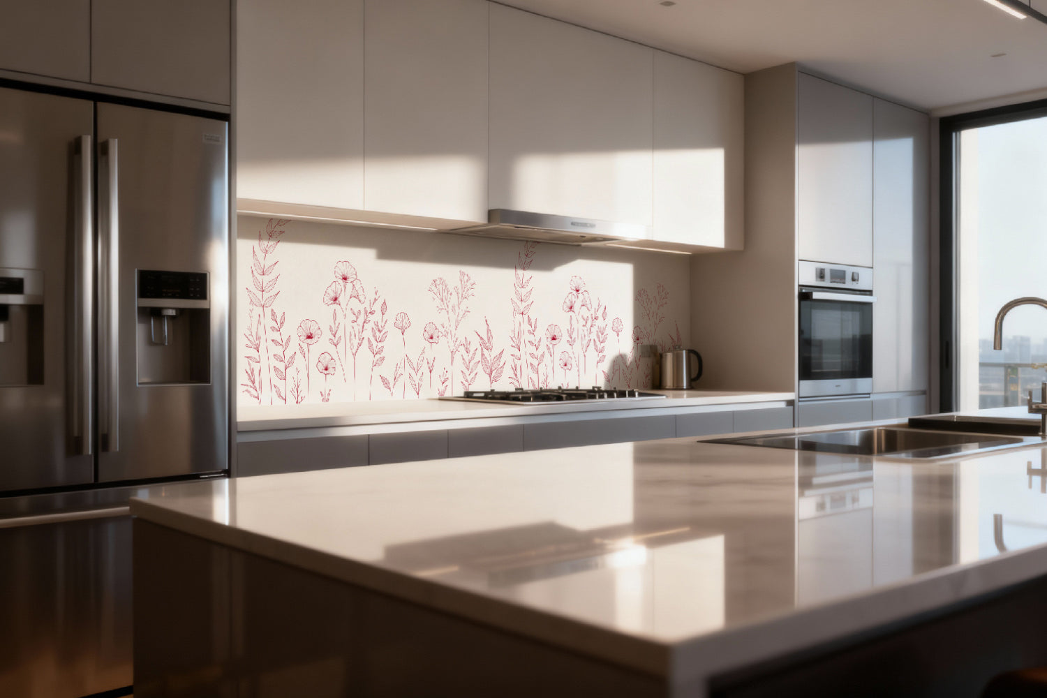 Küchenrückwand Minimalistische Blumenzeichnung