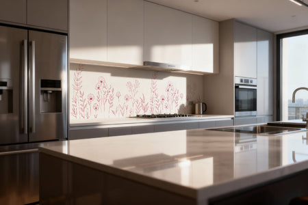 Küchenrückwand Minimalistische Blumenzeichnung