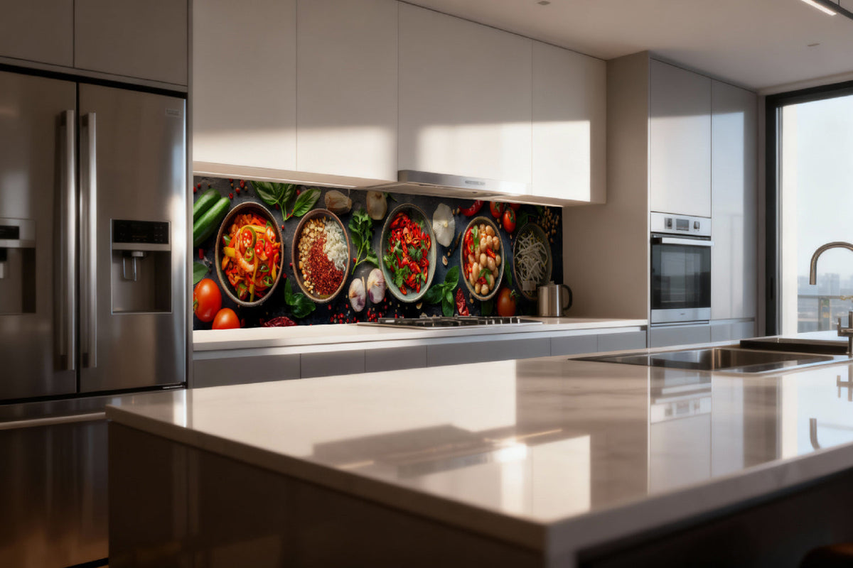 Küchenrückwand Frisches Gemüse und Kräuter