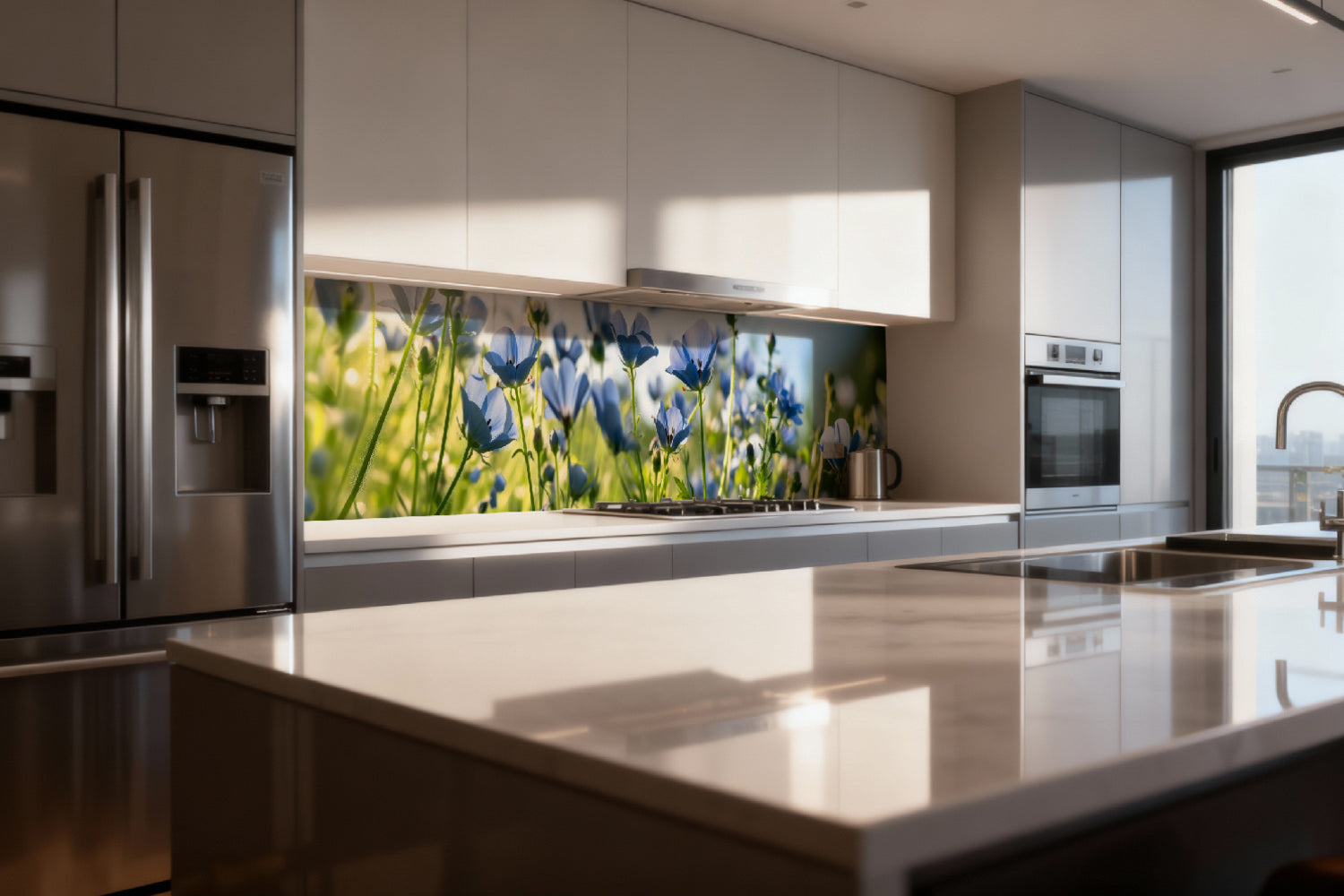 Küchenrückwand Blaue Blumenwiese