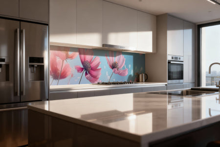 Küchenrückwand Rosa Blüten