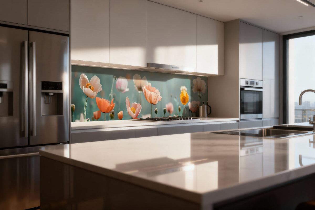 Küchenrückwand Pastell Mohnblumen