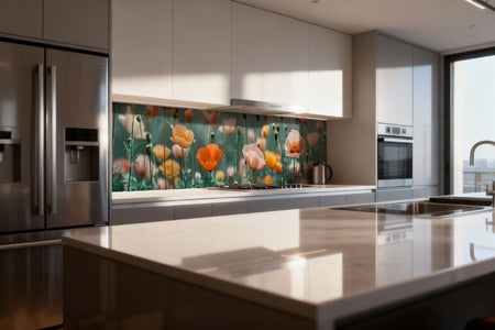Küchenrückwand Mohnblumen Pastell