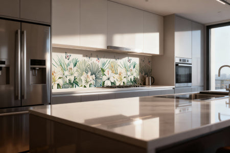 Küchenrückwand Weiße Lilien Tropisch