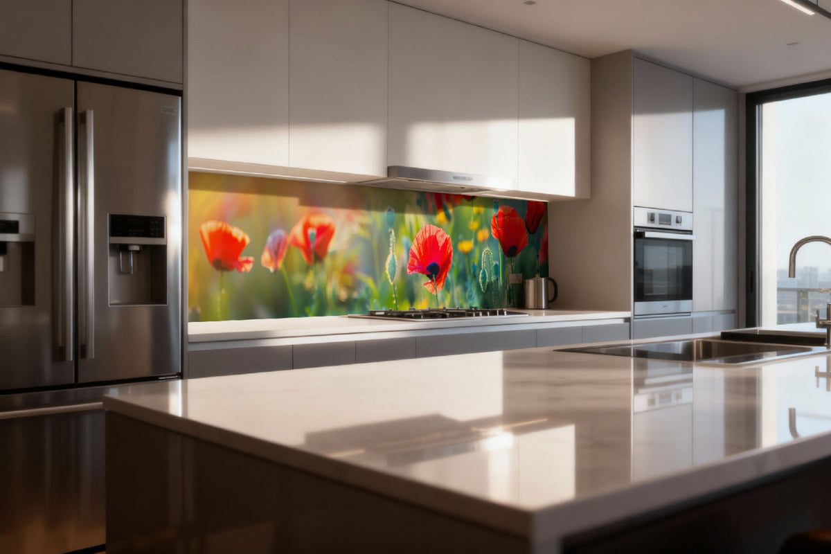 Küchenrückwand Mohnblumen im Sonnenlicht
