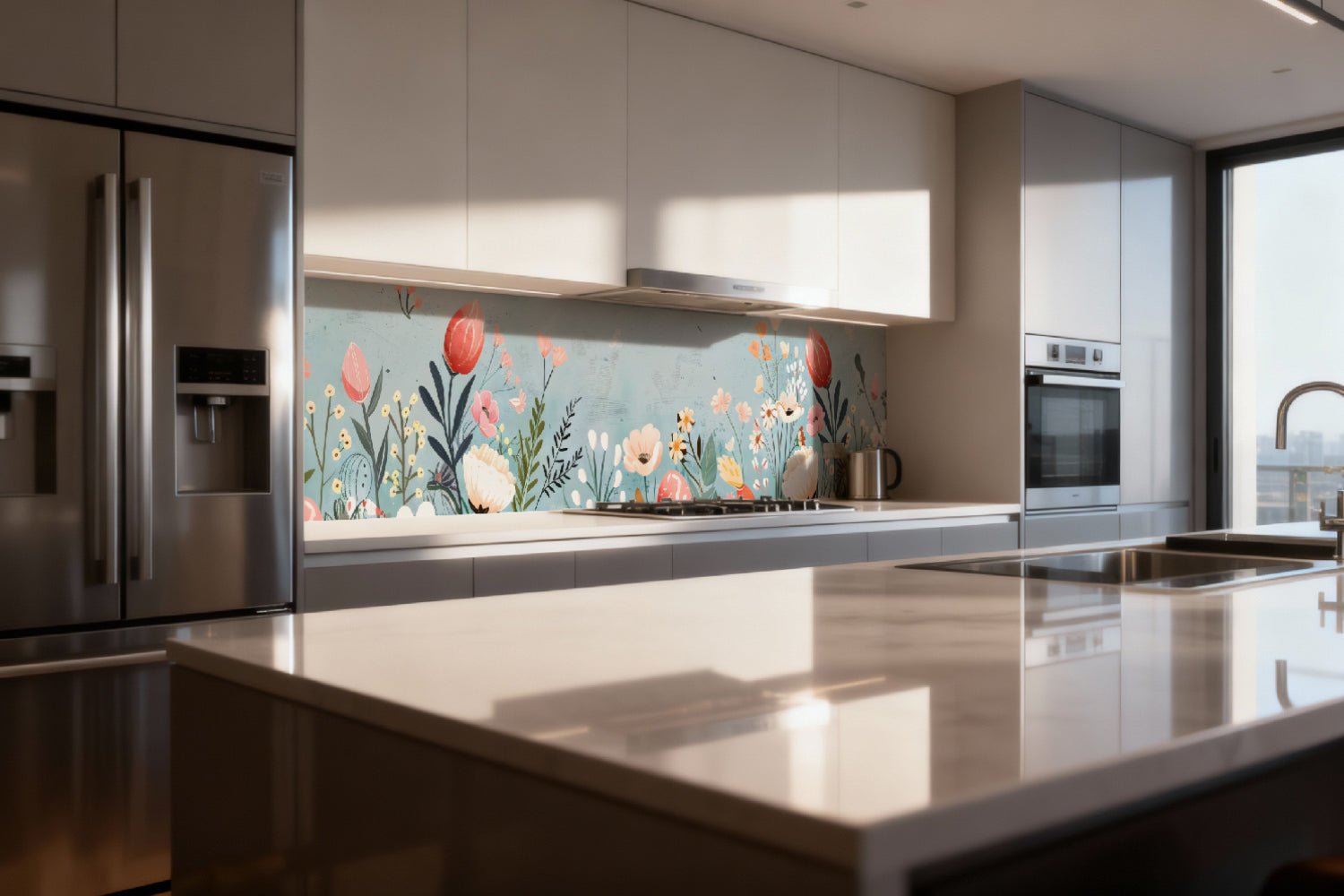 Küchenrückwand Blumen Aquarell