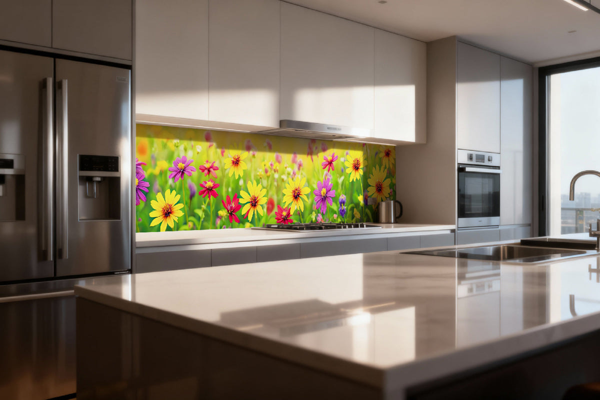 Küchenrückwand Bunte Blumenwiese