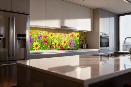 Küchenrückwand Bunte Blumenwiese