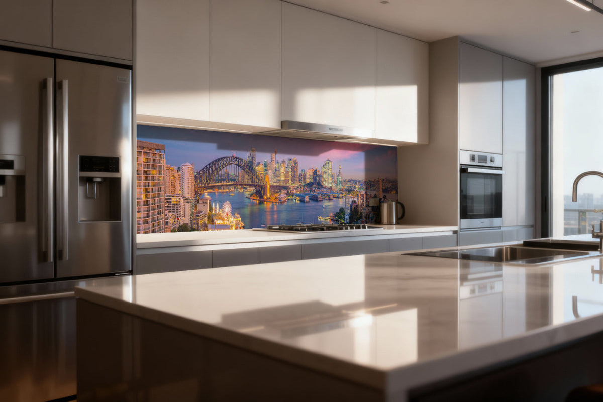 Küchenrückwand Skyline bei Sonnenuntergang