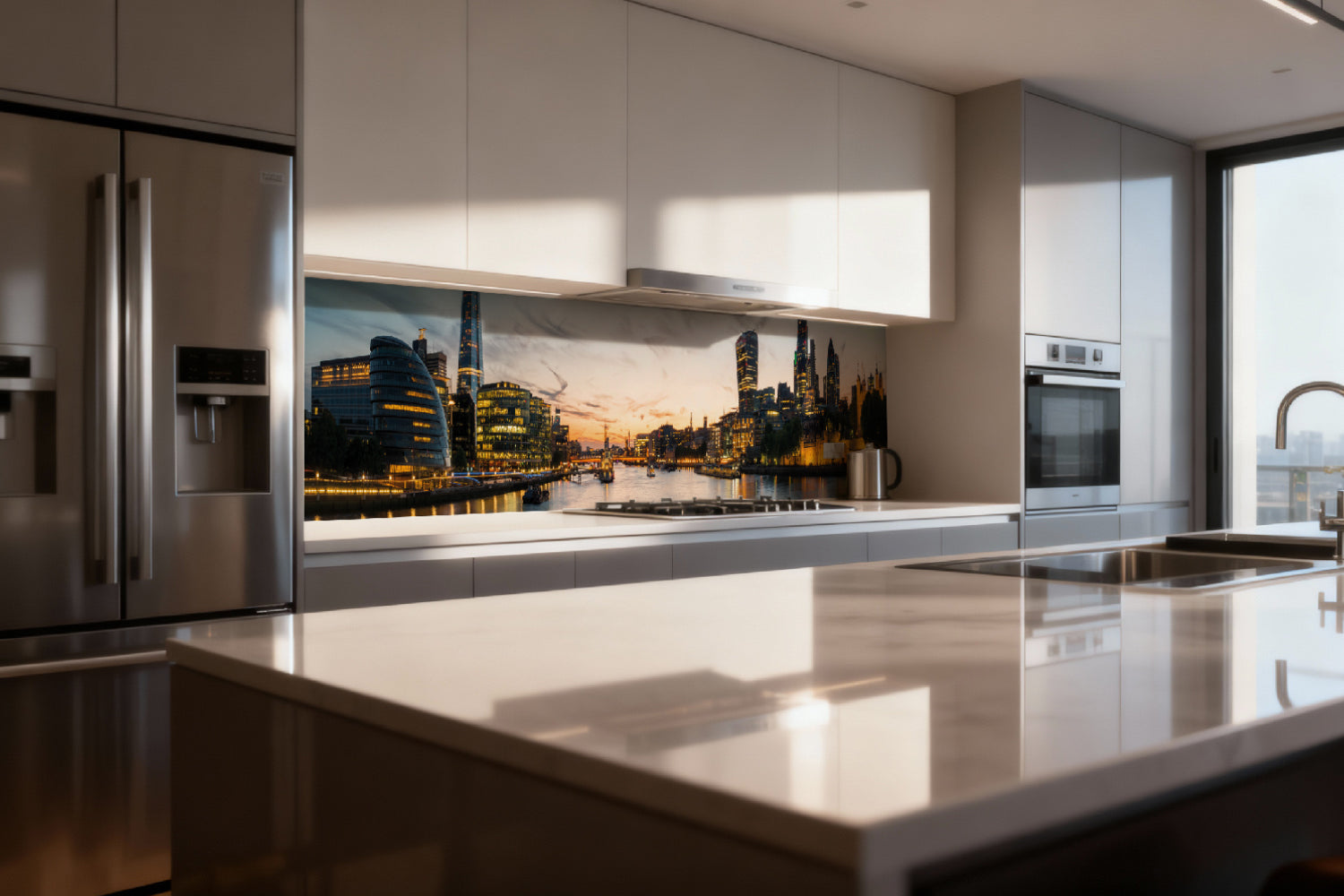 Küchenrückwand Skyline bei Sonnenuntergang