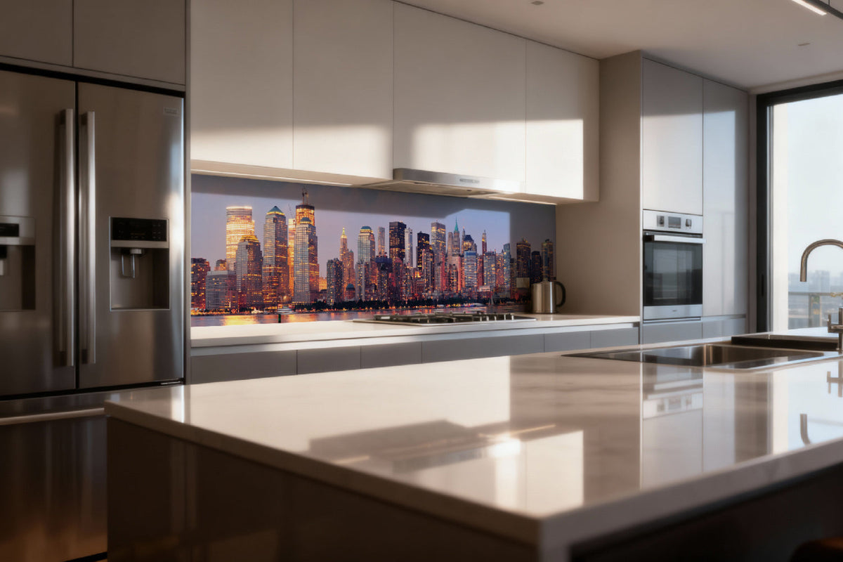 Küchenrückwand Skyline bei Sonnenuntergang