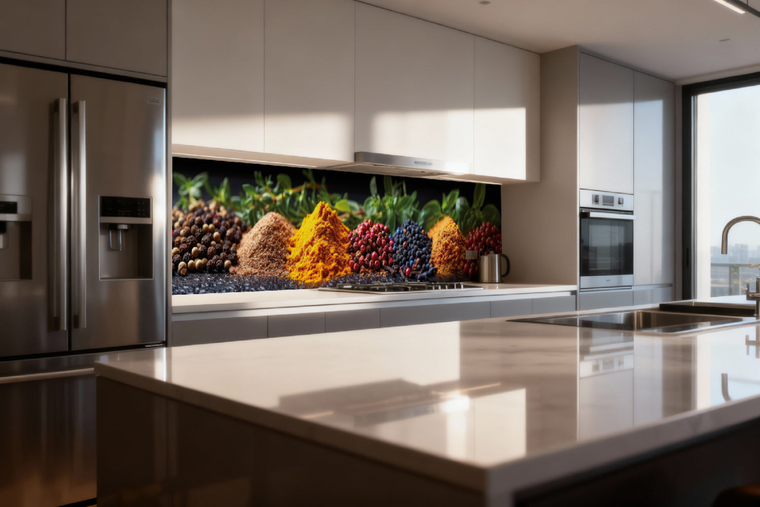 Küchenrückwand Bunte Gewürze und Kräuter