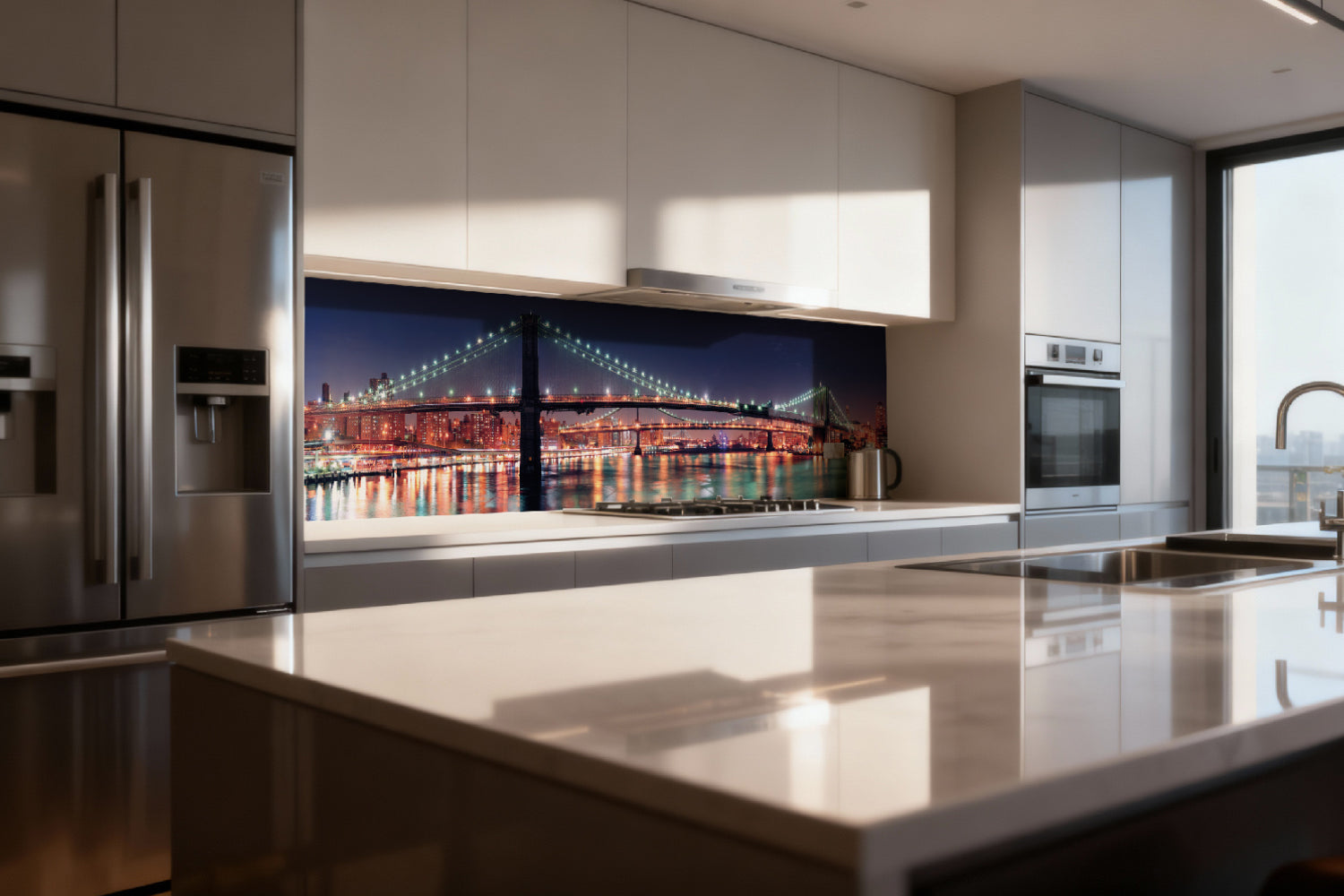Küchenrückwand Brücke bei Nacht