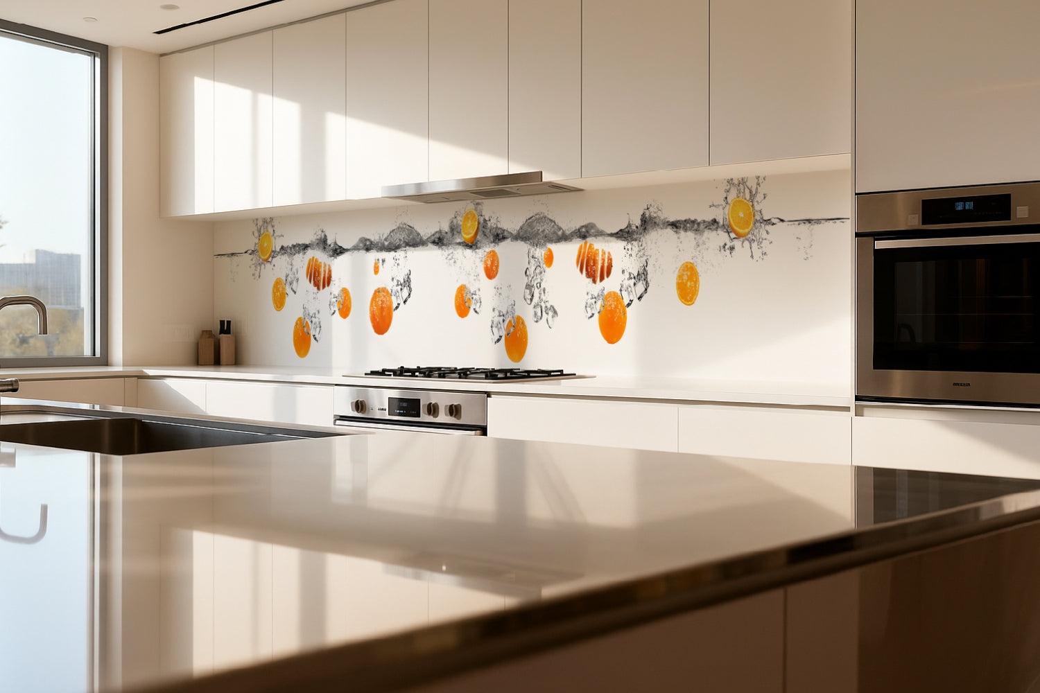 Küchenrückwand Orange Spritzwasser