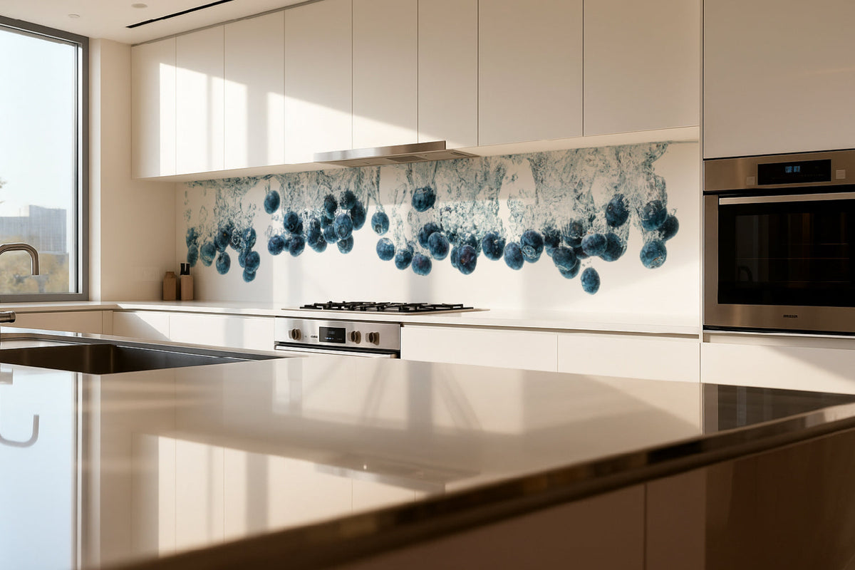 Küchenrückwand Blaubeeren im Wasser