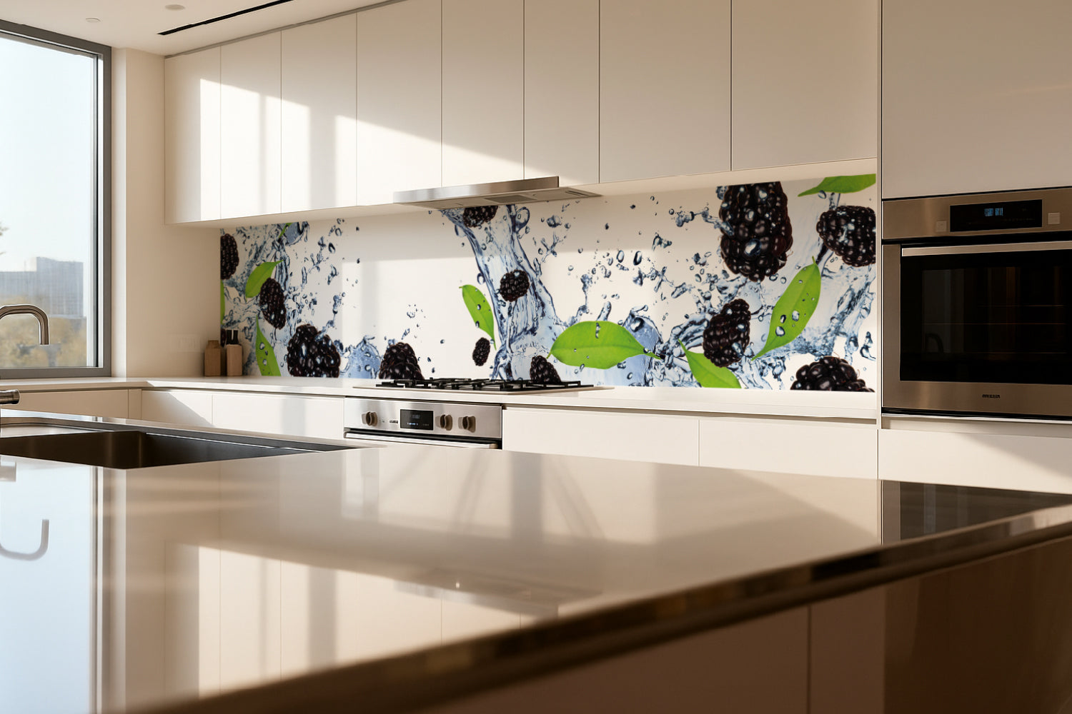 Küchenrückwand Brombeeren im Wasser