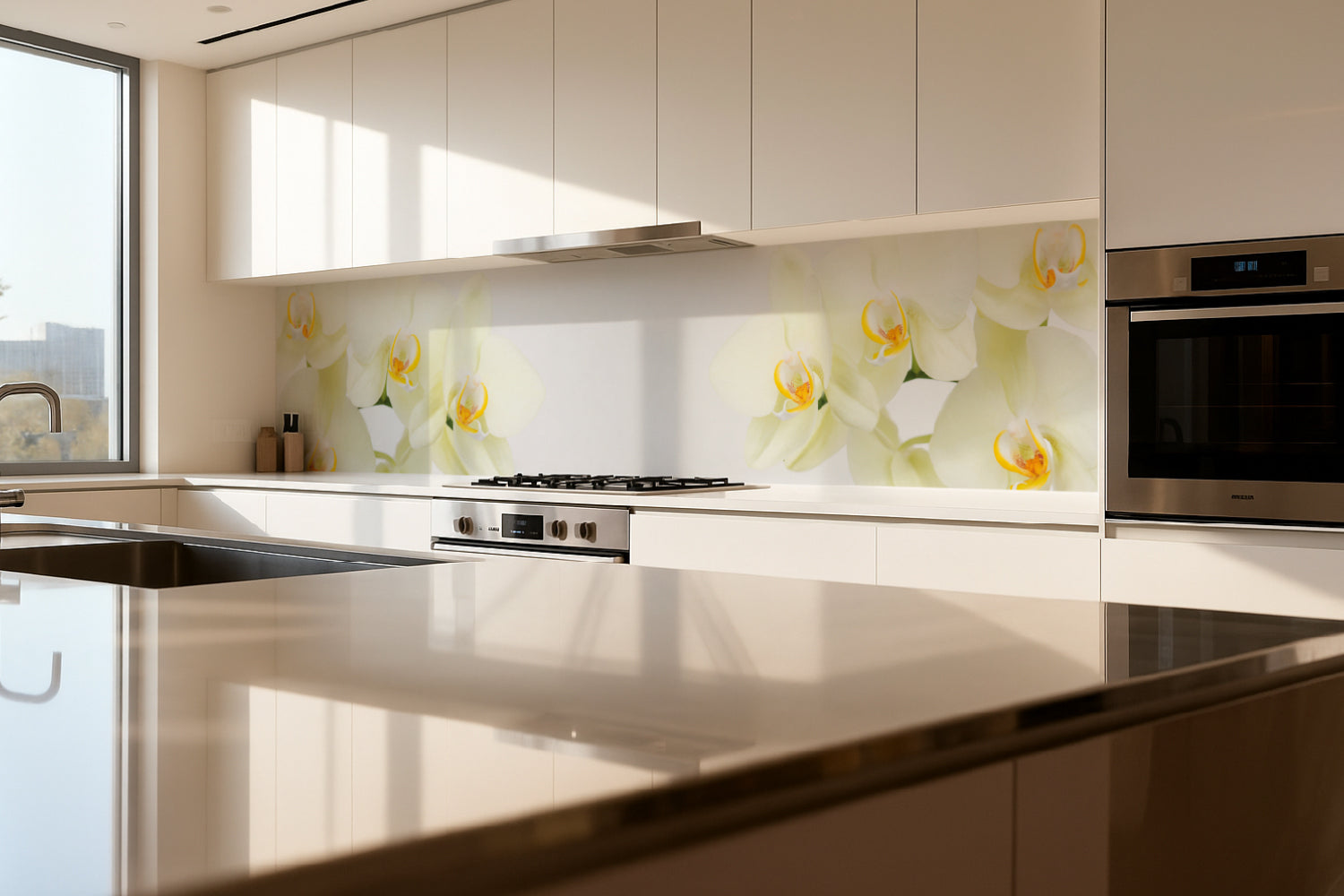 Küchenrückwand Weiße Orchideen