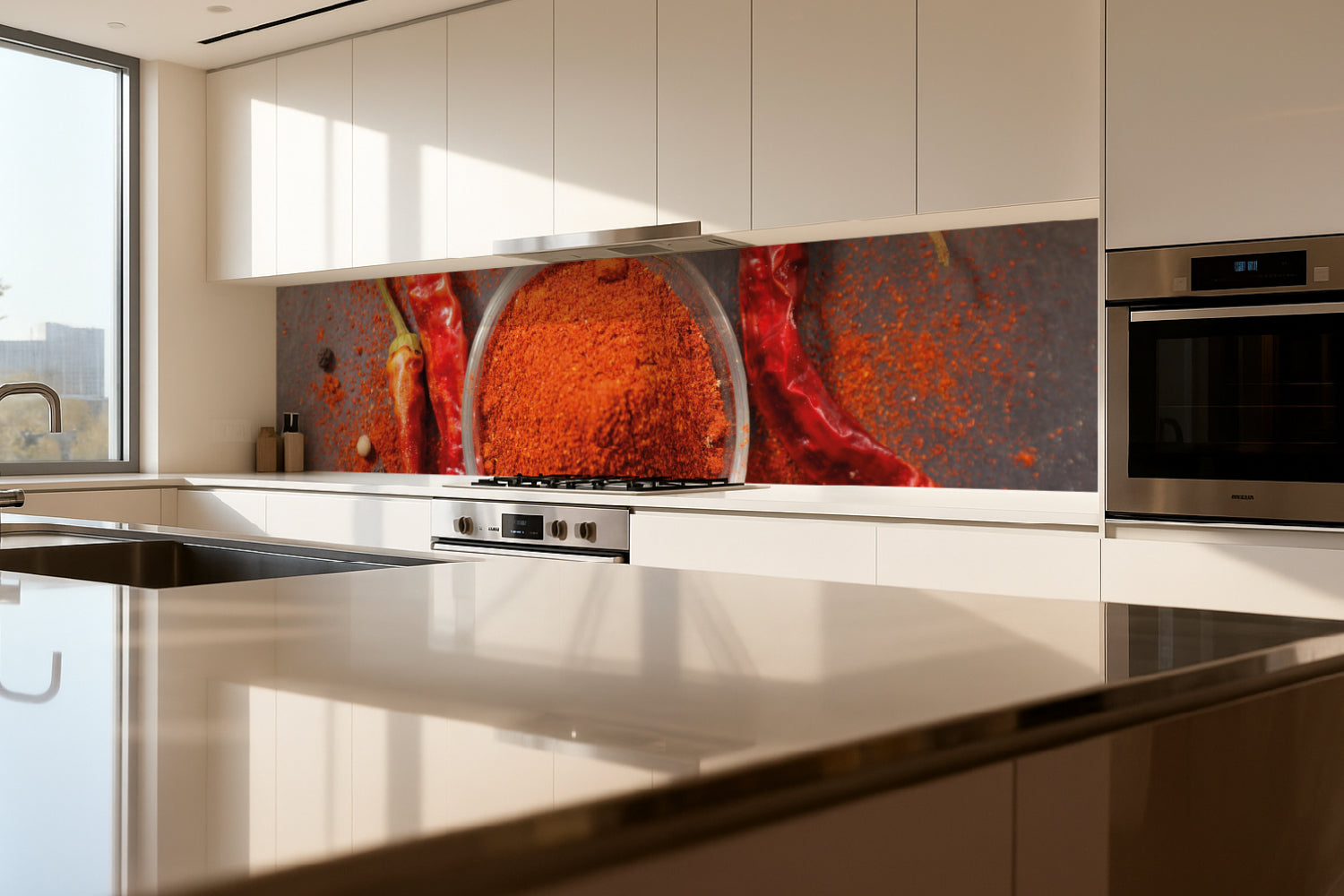 Küchenrückwand Chili und Gewürze