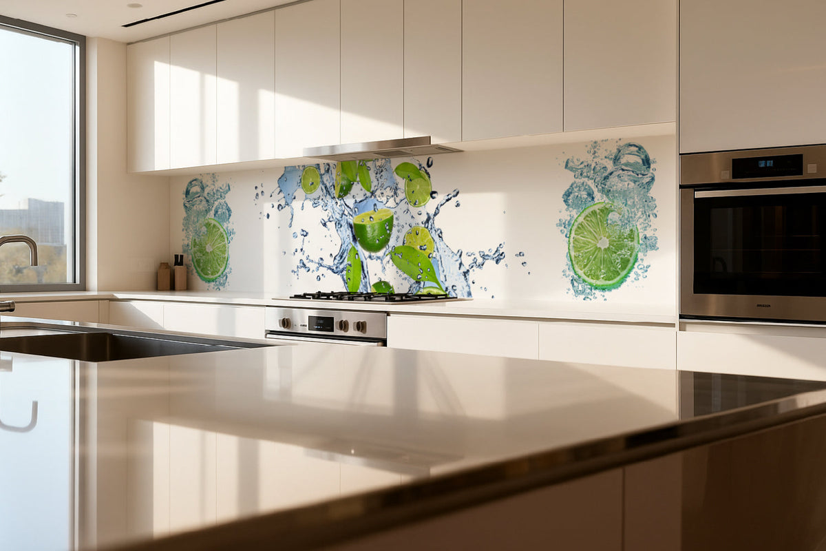 Küchenrückwand Limette und Wassertropfen