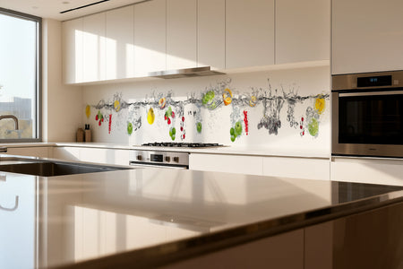 Küchenrückwand Bunte Früchte im Wasser