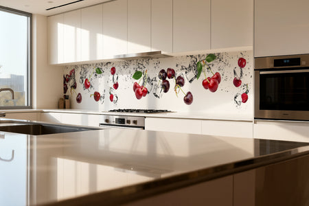 Küchenrückwand Kirschen mit Eiswasser