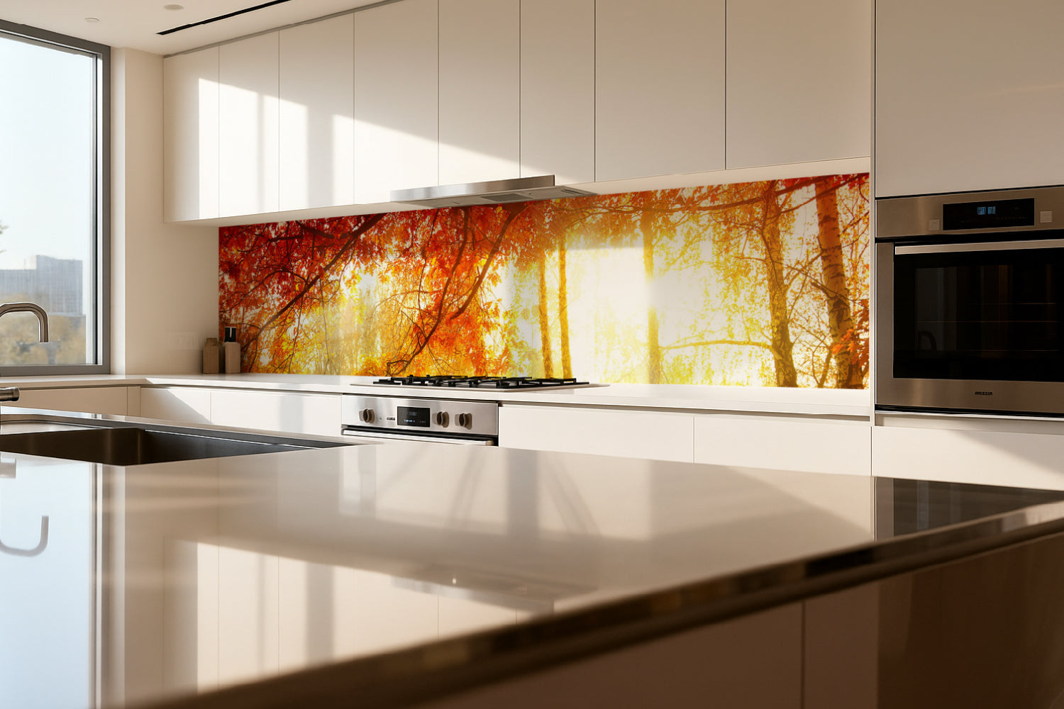 Küchenrückwand Herbstwald im Licht