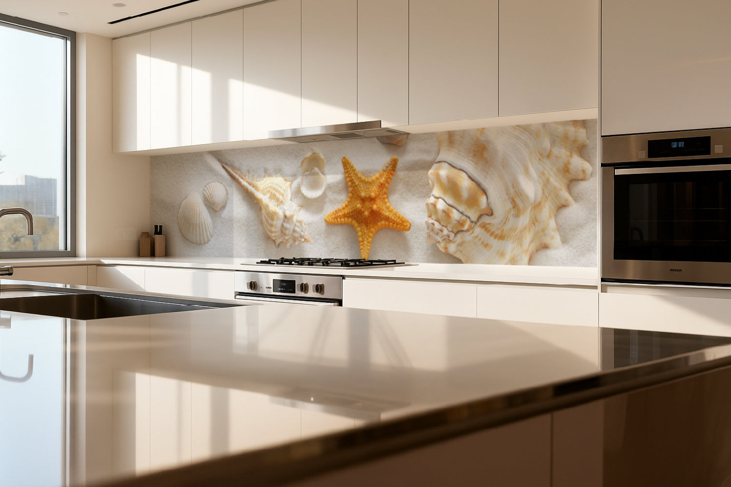 Küchenrückwand Muscheln im Sand