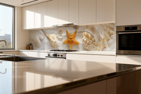 Küchenrückwand Muscheln im Sand