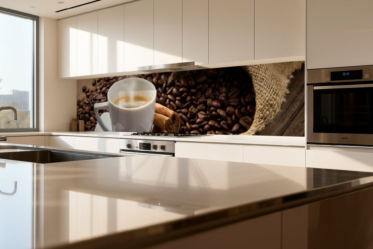 Küchenrückwand Espresso & Bohnen