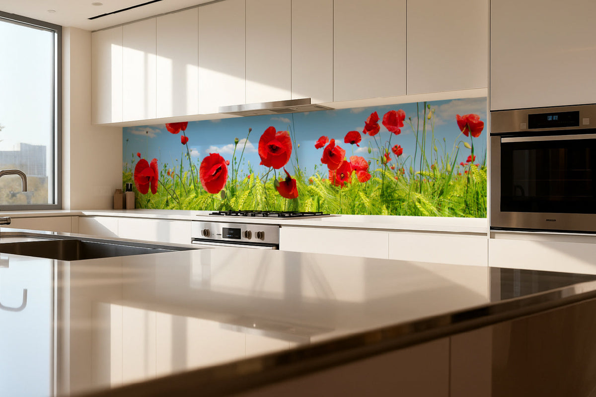 Küchenrückwand Mohnblumenwiese