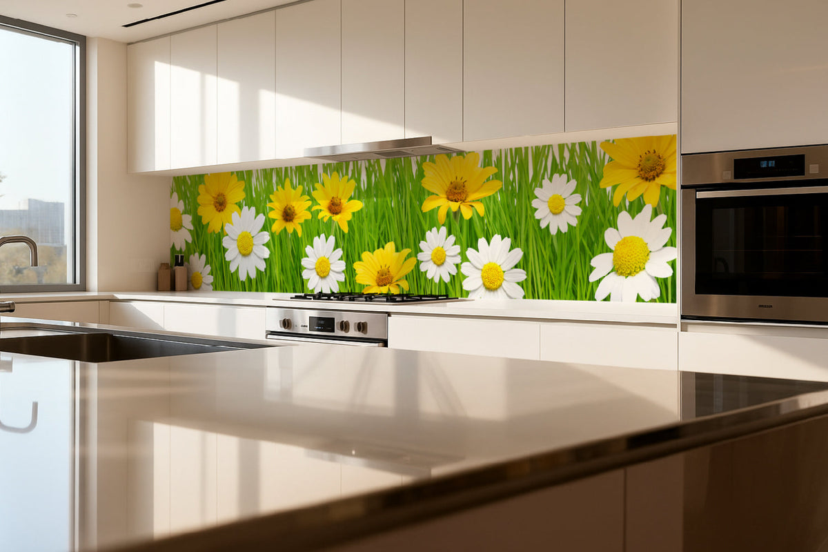 Küchenrückwand mit Blumenmotiv