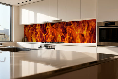 Küchenrückwand mit Feueroptik