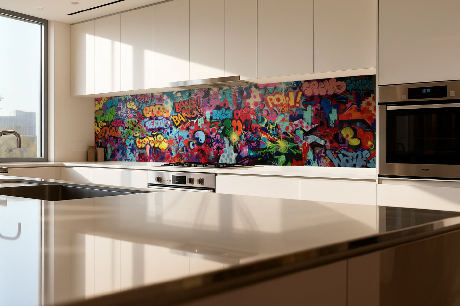 Küchenrückwand mit Graffiti