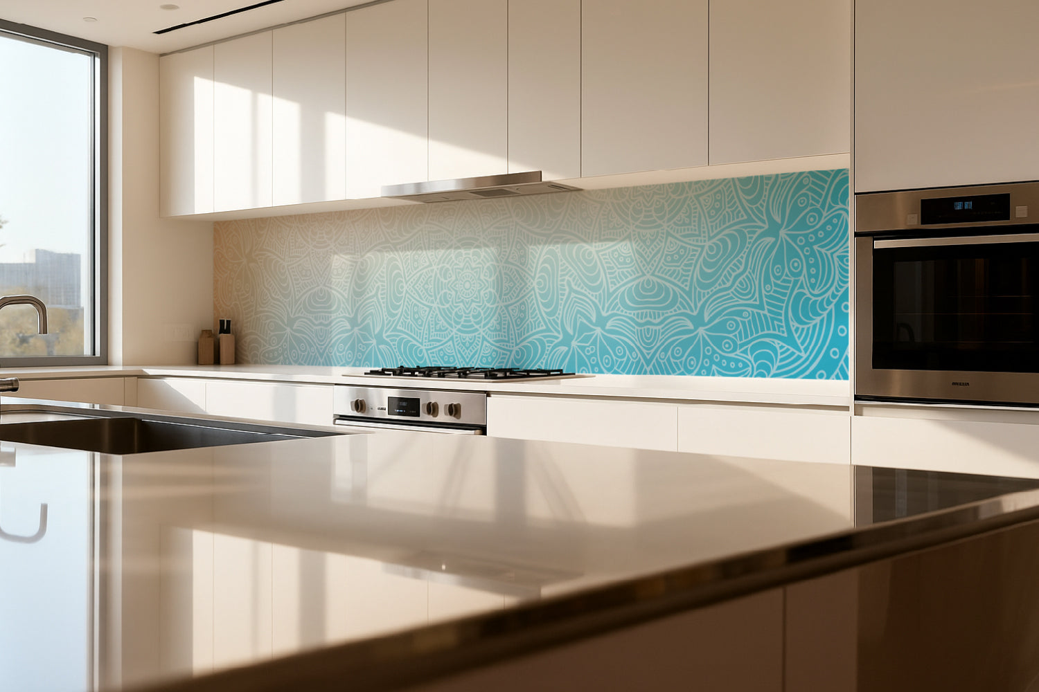 Küchenrückwand Mandala Blau