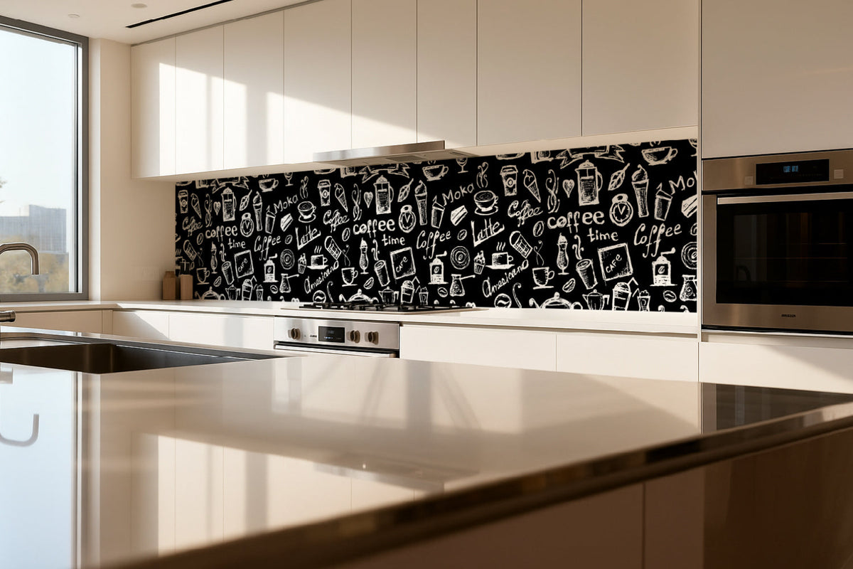 Küchenrückwand Kaffee-Design Schwarz