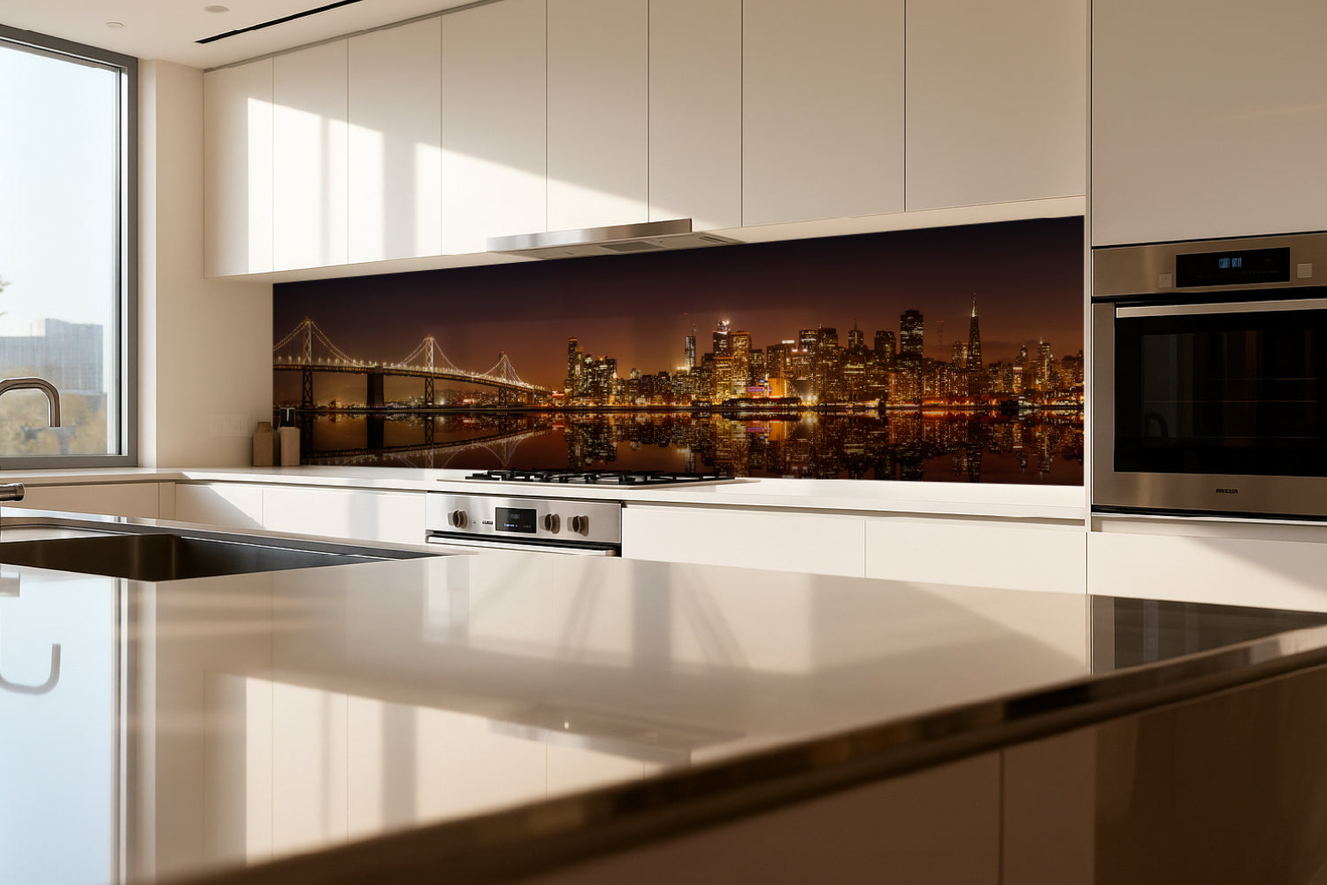 Küchenrückwand Skyline bei Nacht