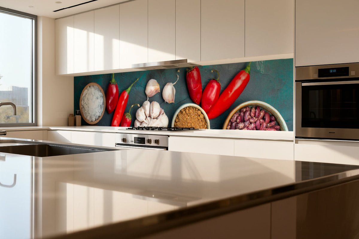 Küchenrückwand Chili & Knoblauch