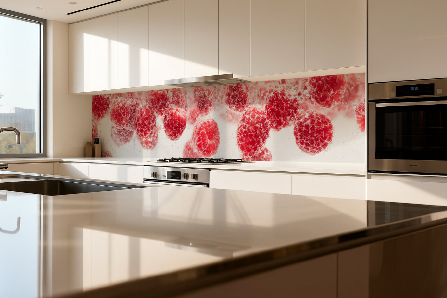 Küchenrückwand Himbeeren Sprudel