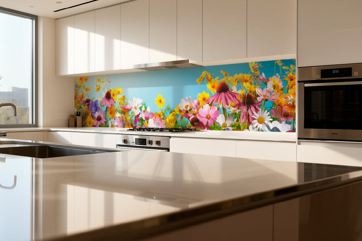 Küchenrückwand Blumenwiese bunt