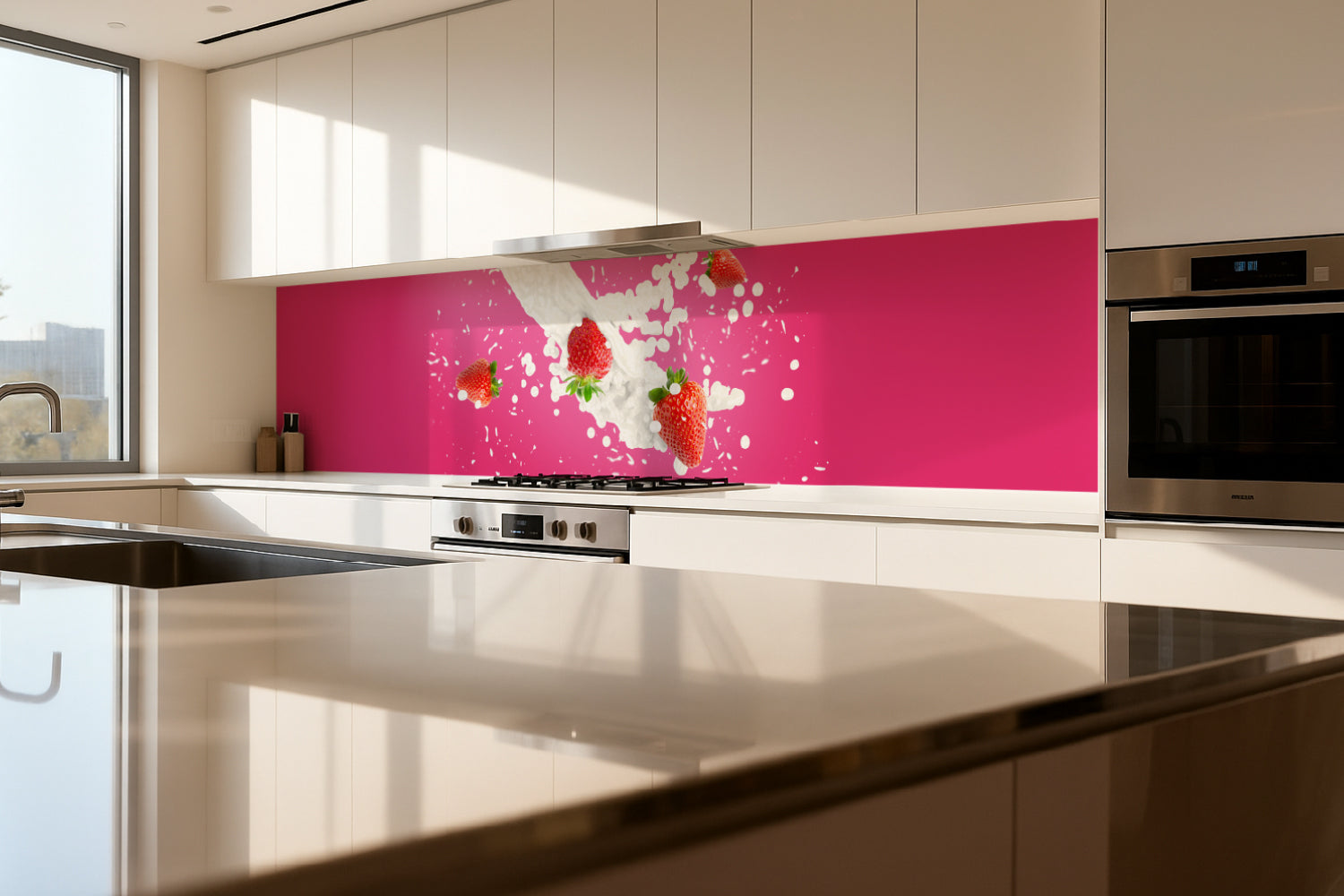 Küchenrückwand Erdbeeren & Milch