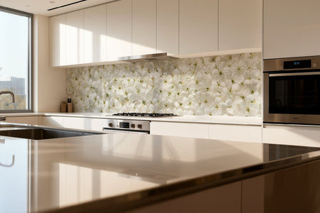 Küchenrückwand Blütenmeer Weiß