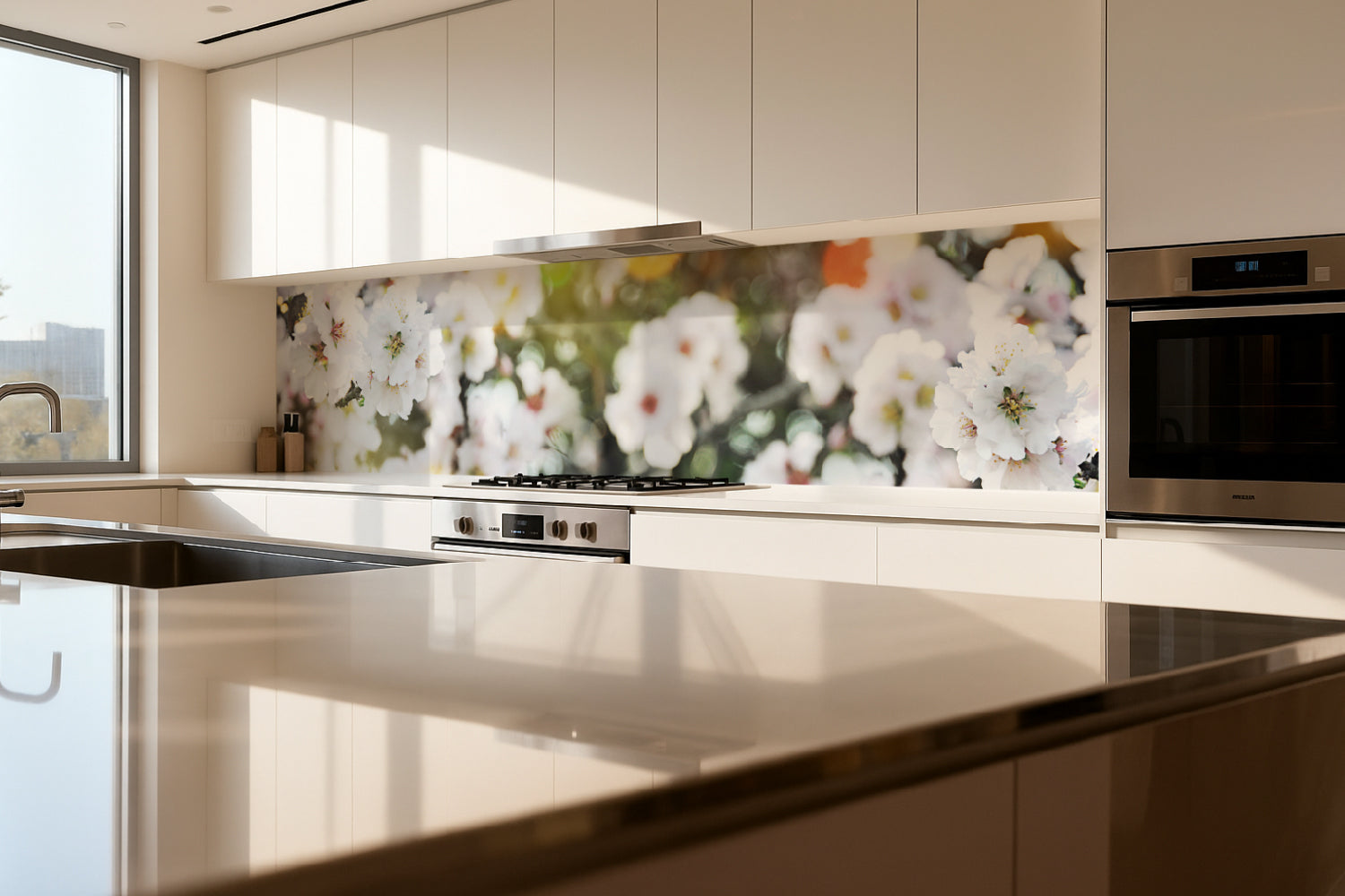 Küchenrückwand Weiße Blüten Frühling